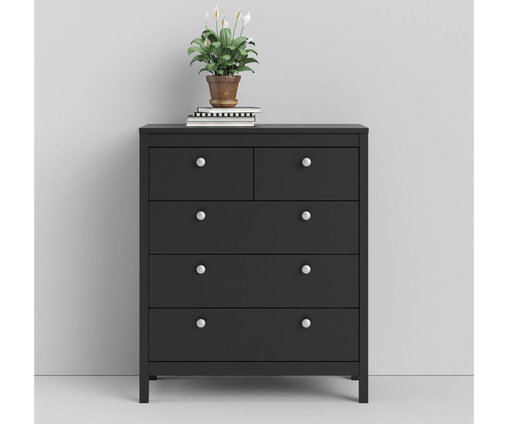 FTG Madrid Matt Black 3 + 2 Drawer Chest