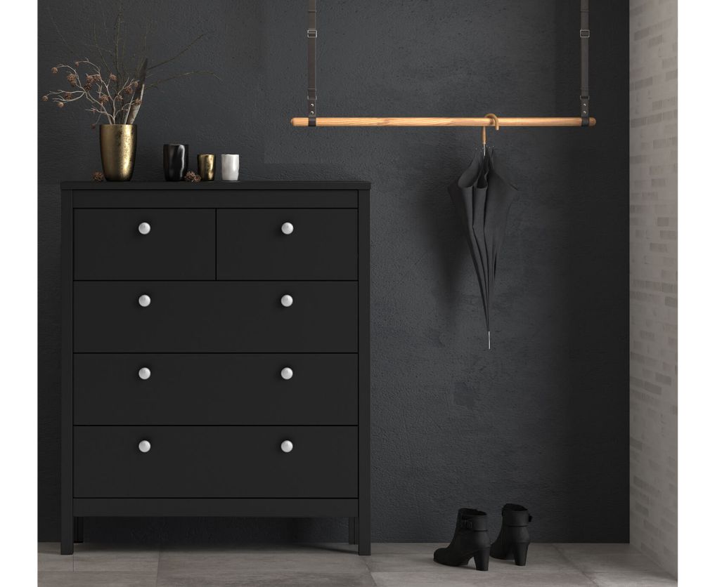 FTG Madrid Matt Black 3 + 2 Drawer Chest