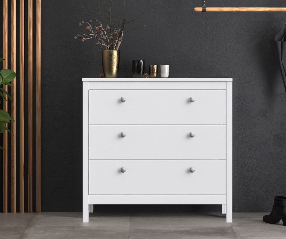 FTG Madrid White 3 Drawer Chest