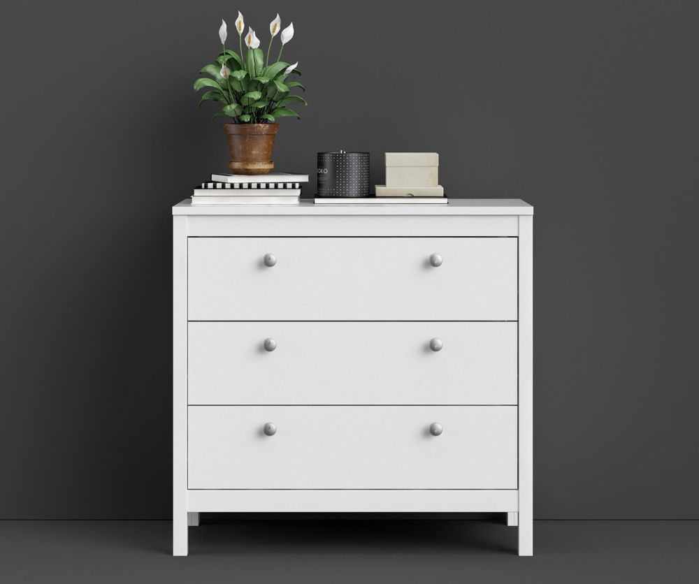 FTG Madrid White 3 Drawer Chest