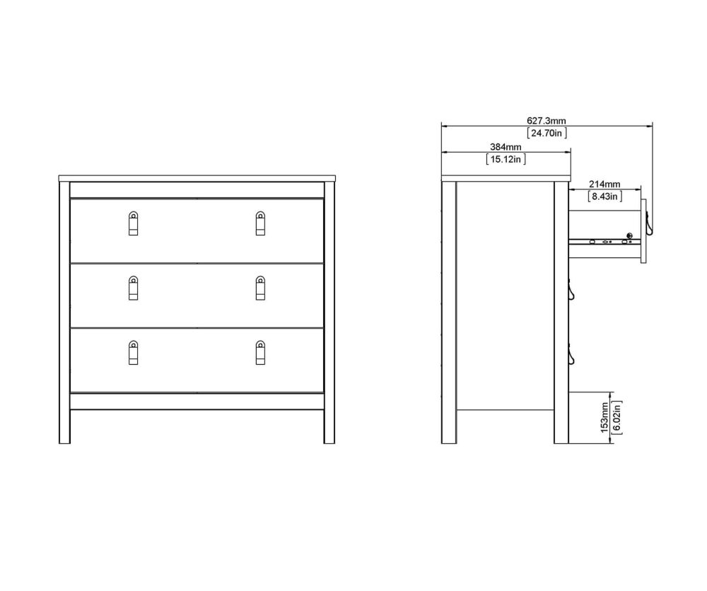 FTG Madrid White 3 Drawer Chest