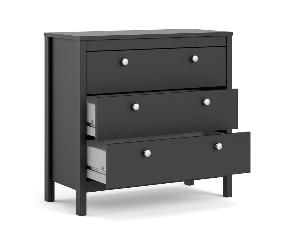 FTG Madrid Matt Black 3 Drawer Chest