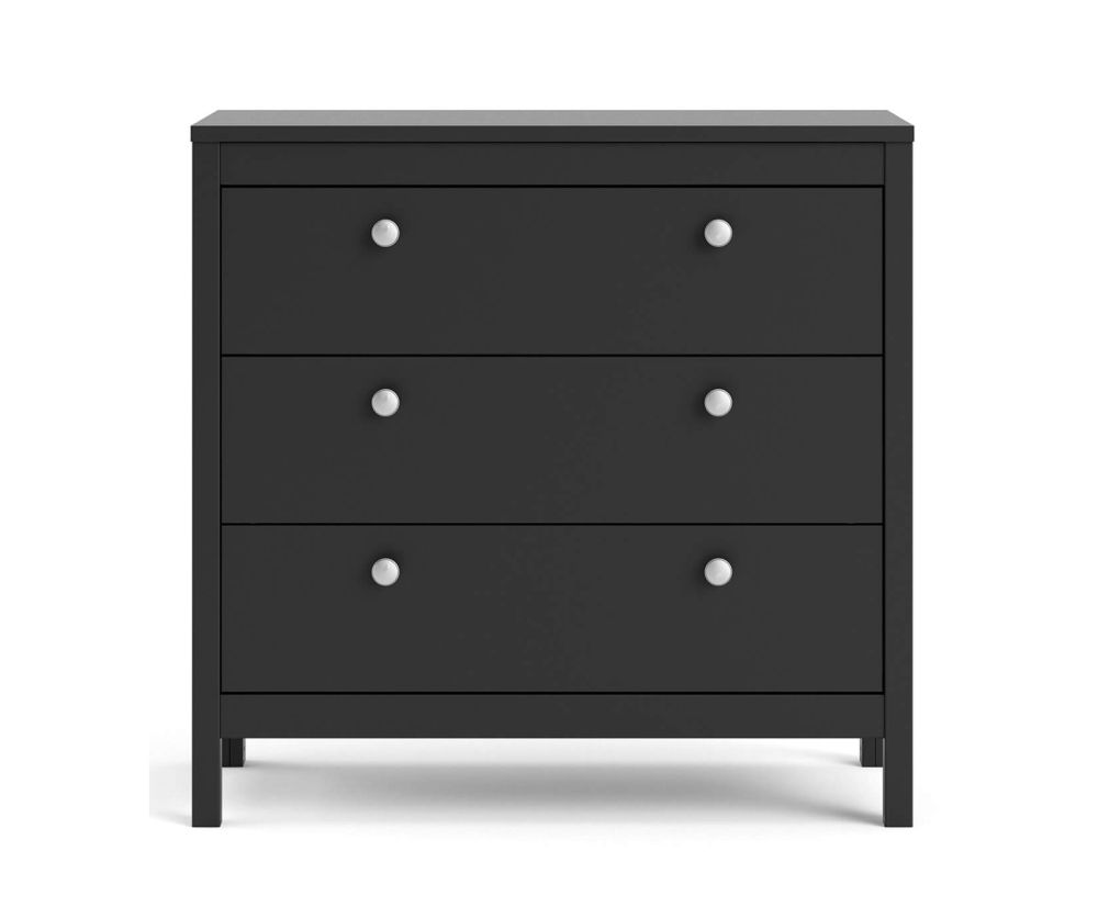 FTG Madrid Matt Black 3 Drawer Chest