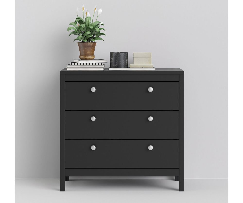 FTG Madrid Matt Black 3 Drawer Chest