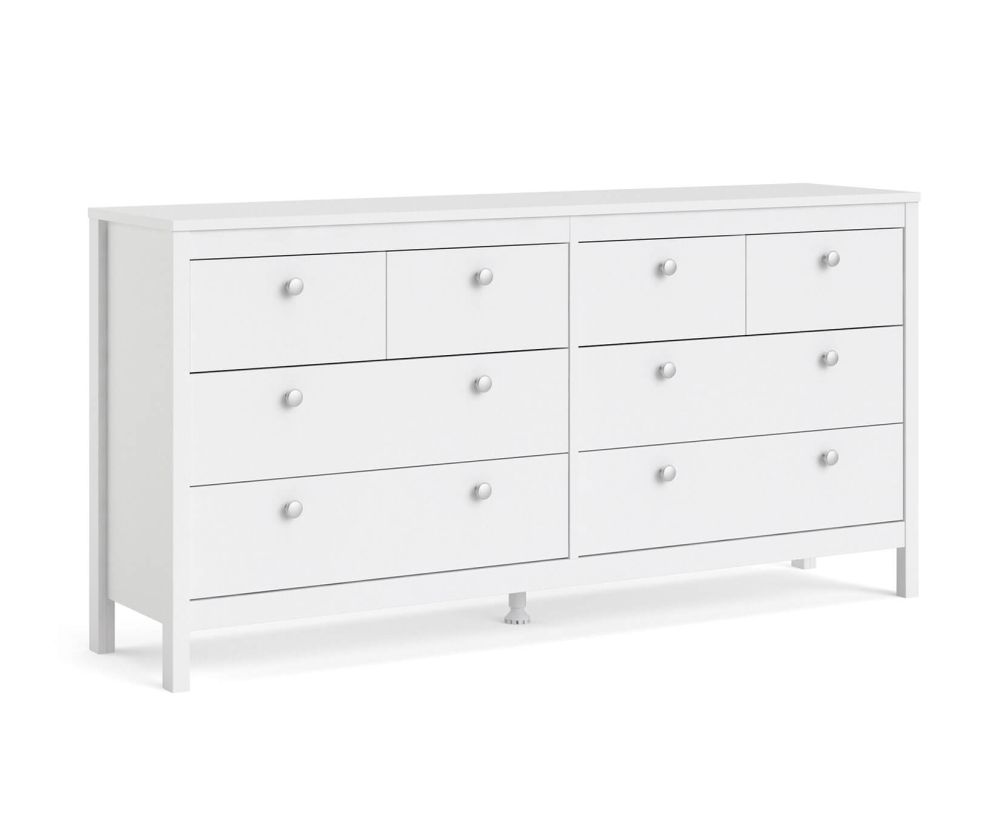 FTG Madrid White 4 + 4 Drawer Double Dresser