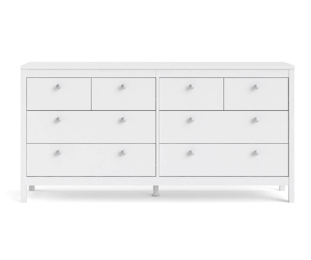 FTG Madrid White 4 + 4 Drawer Double Dresser