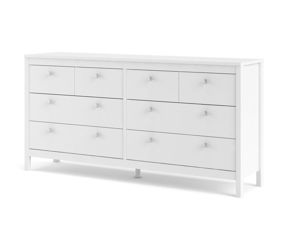 FTG Madrid White 4 + 4 Drawer Double Dresser