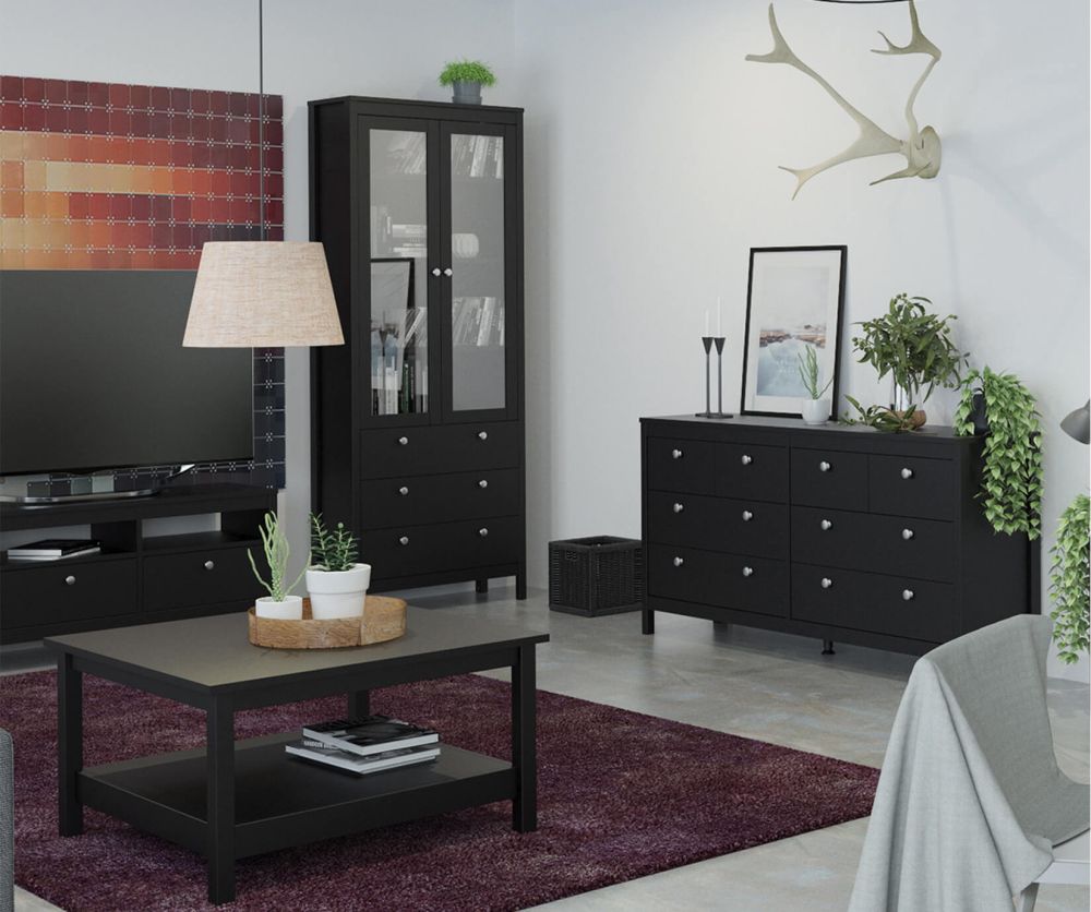 FTG Madrid Matt Black 4 + 4 Drawer Double Dresser