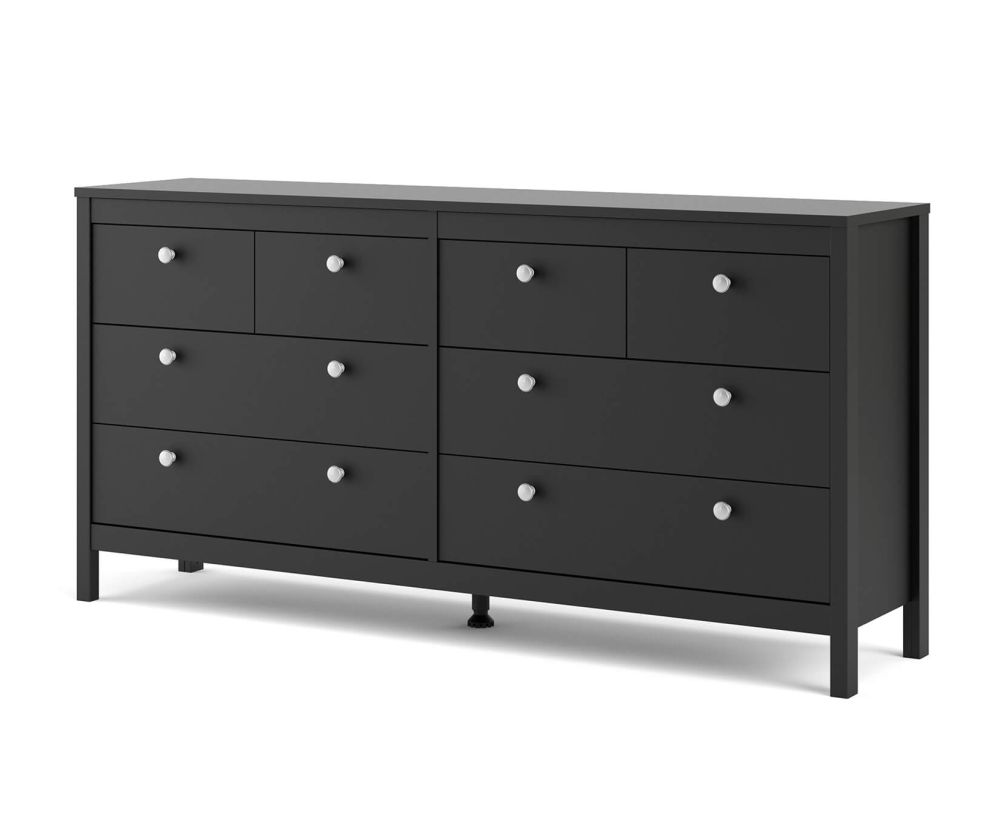 FTG Madrid Matt Black 4 + 4 Drawer Double Dresser