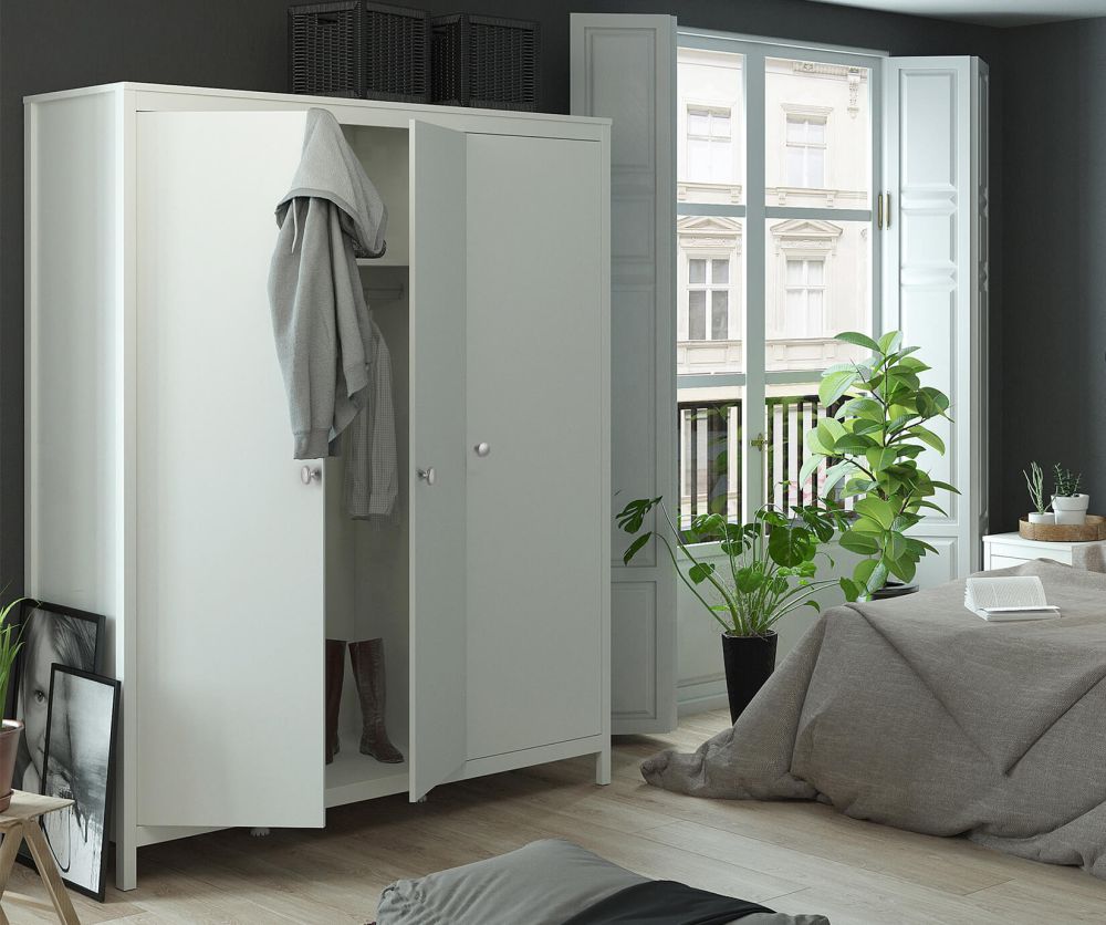 FTG Madrid White 3 Door Wardrobe