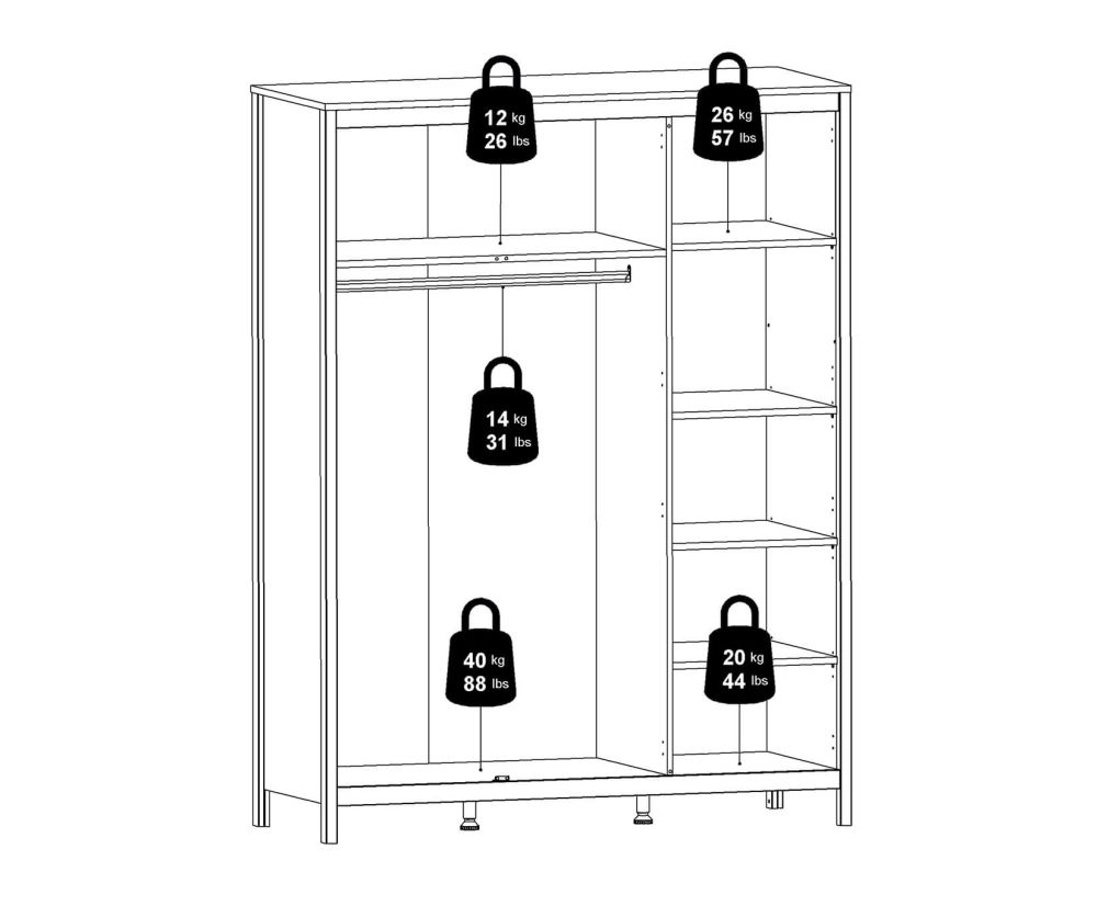 FTG Madrid White 3 Door Wardrobe