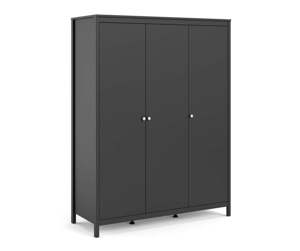 FTG Madrid Matt Black 3 Door Wardrobe
