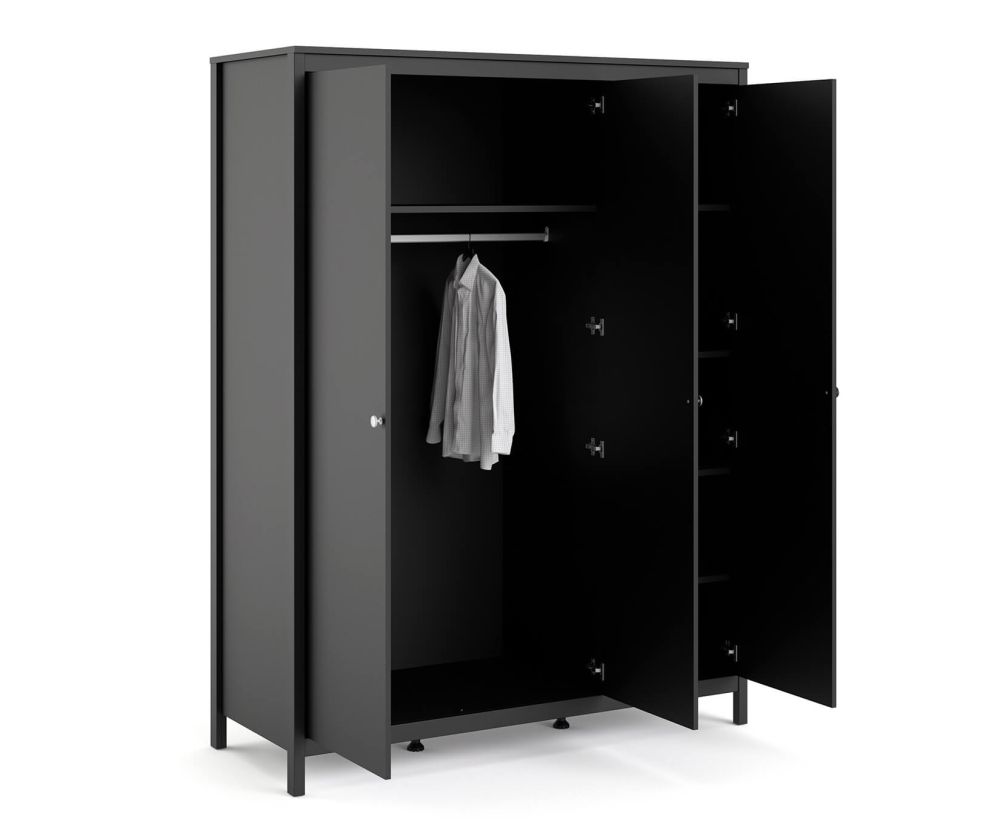 FTG Madrid Matt Black 3 Door Wardrobe