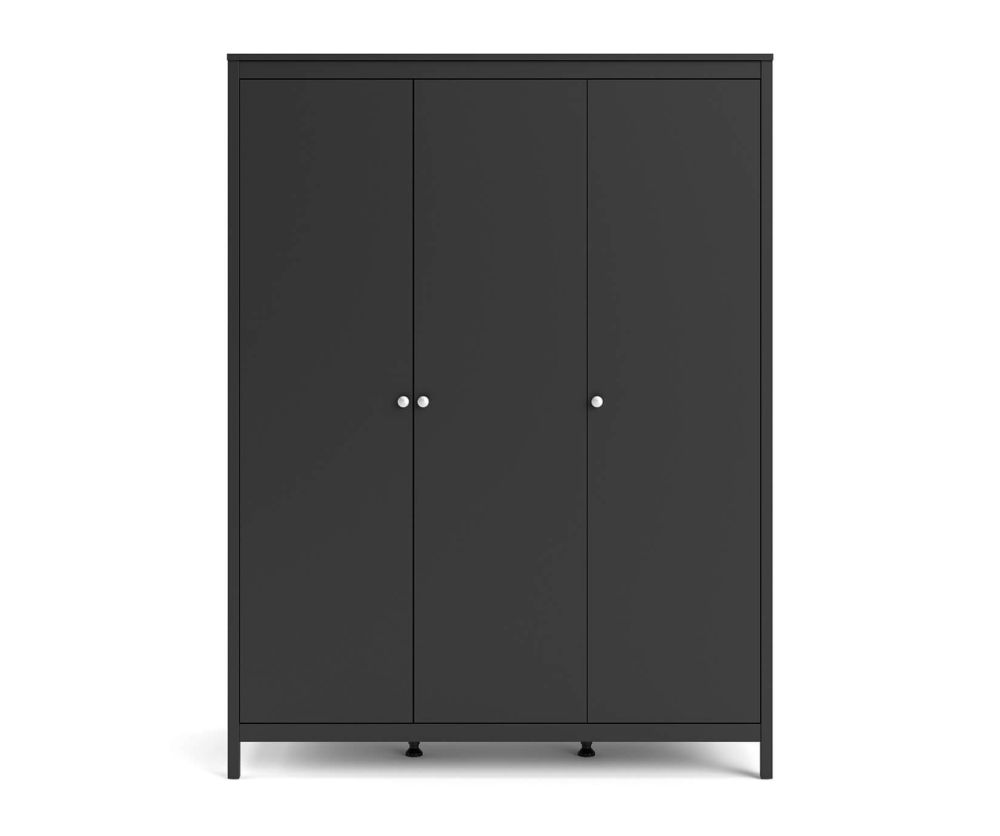 FTG Madrid Matt Black 3 Door Wardrobe