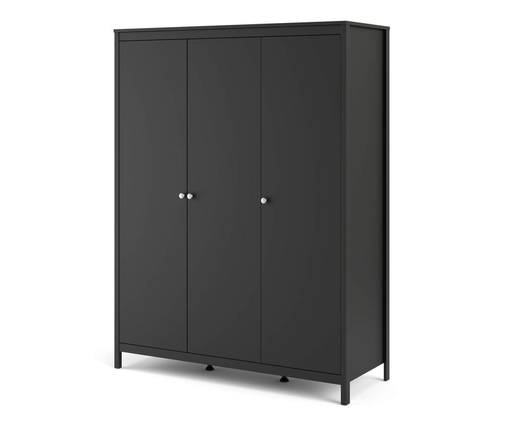 FTG Madrid Matt Black 3 Door Wardrobe