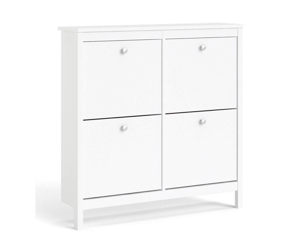 FTG Madrid White 4 Compartment Shoe Cabinet