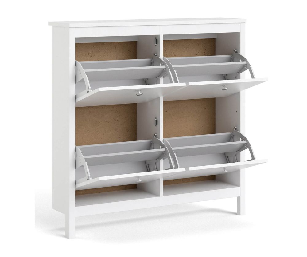FTG Madrid White 4 Compartment Shoe Cabinet