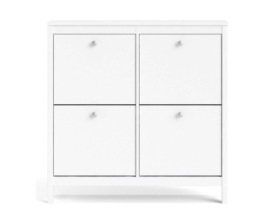 FTG Madrid White 4 Compartment Shoe Cabinet
