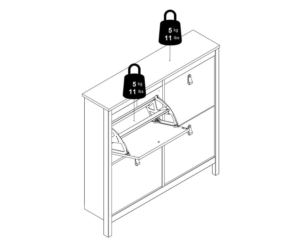 FTG Madrid White 4 Compartment Shoe Cabinet