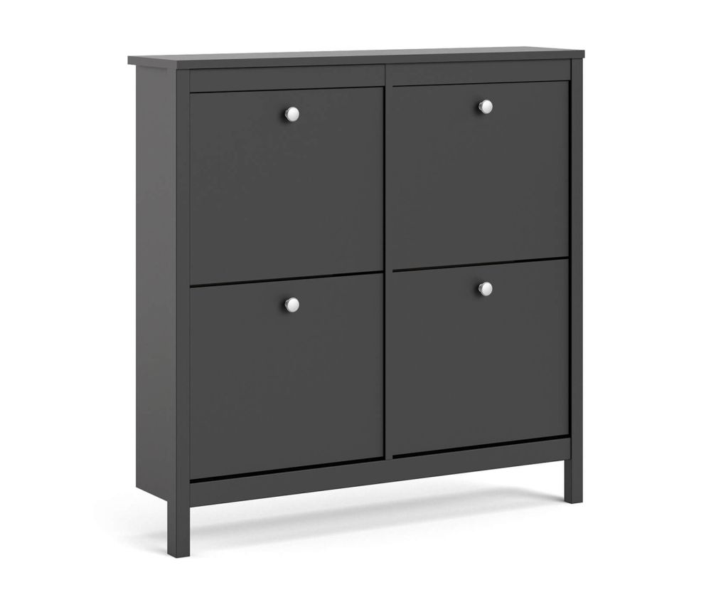 FTG Madrid Matt Black 4 Compartment Shoe Cabinet