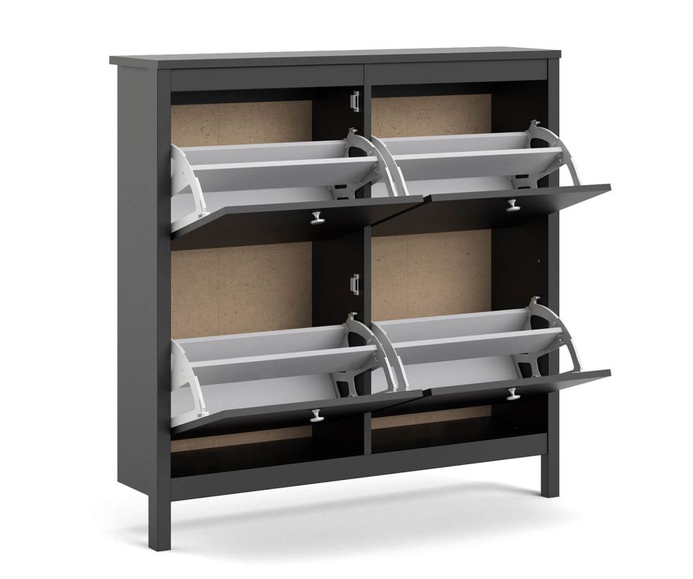 FTG Madrid Matt Black 4 Compartment Shoe Cabinet