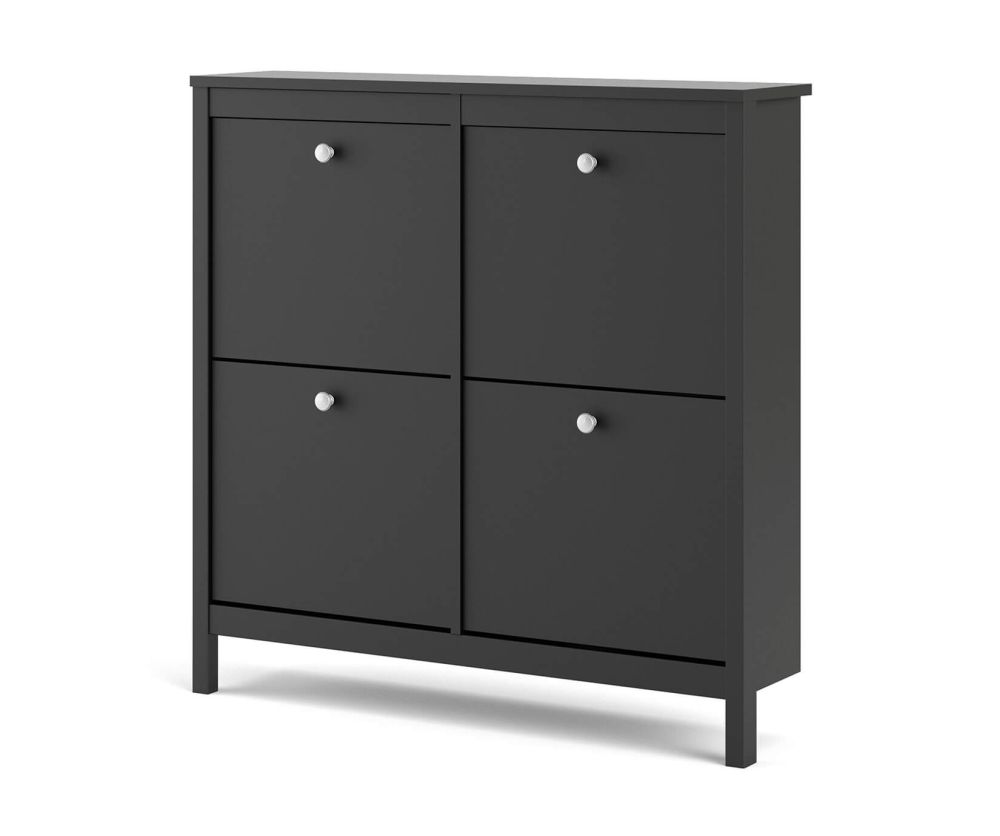 FTG Madrid Matt Black 4 Compartment Shoe Cabinet