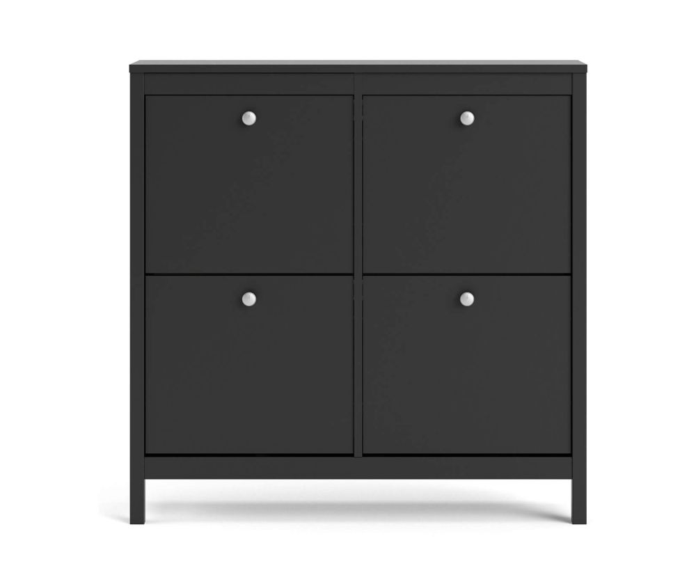 FTG Madrid Matt Black 4 Compartment Shoe Cabinet