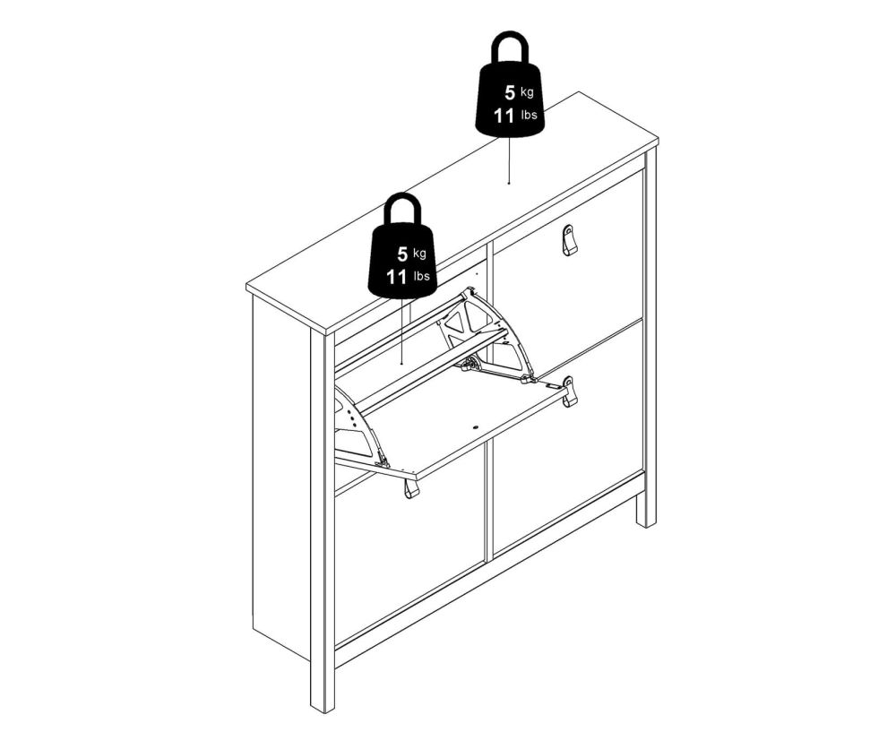 FTG Madrid Matt Black 4 Compartment Shoe Cabinet