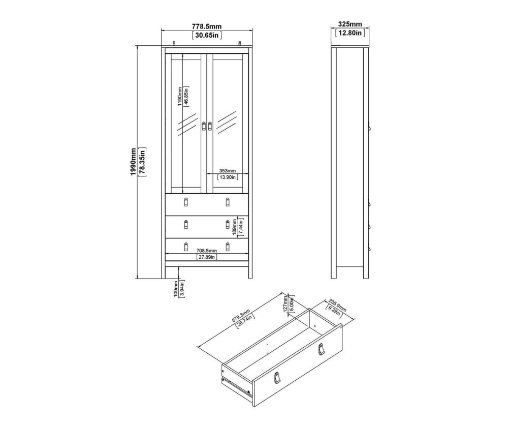 FTG Madrid White 2 Door 3 Drawer China Cabinet