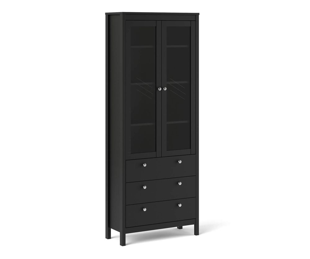 FTG Madrid Matt Black 2 Door 3 Drawer China Cabinet