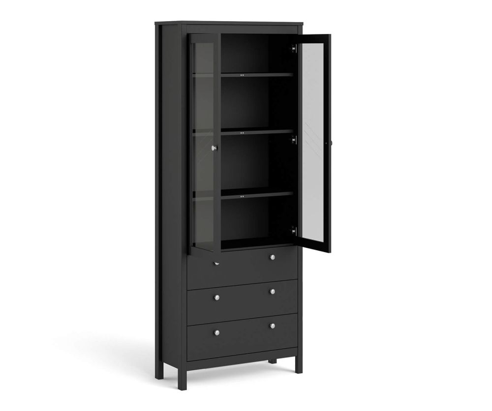 FTG Madrid Matt Black 2 Door 3 Drawer China Cabinet