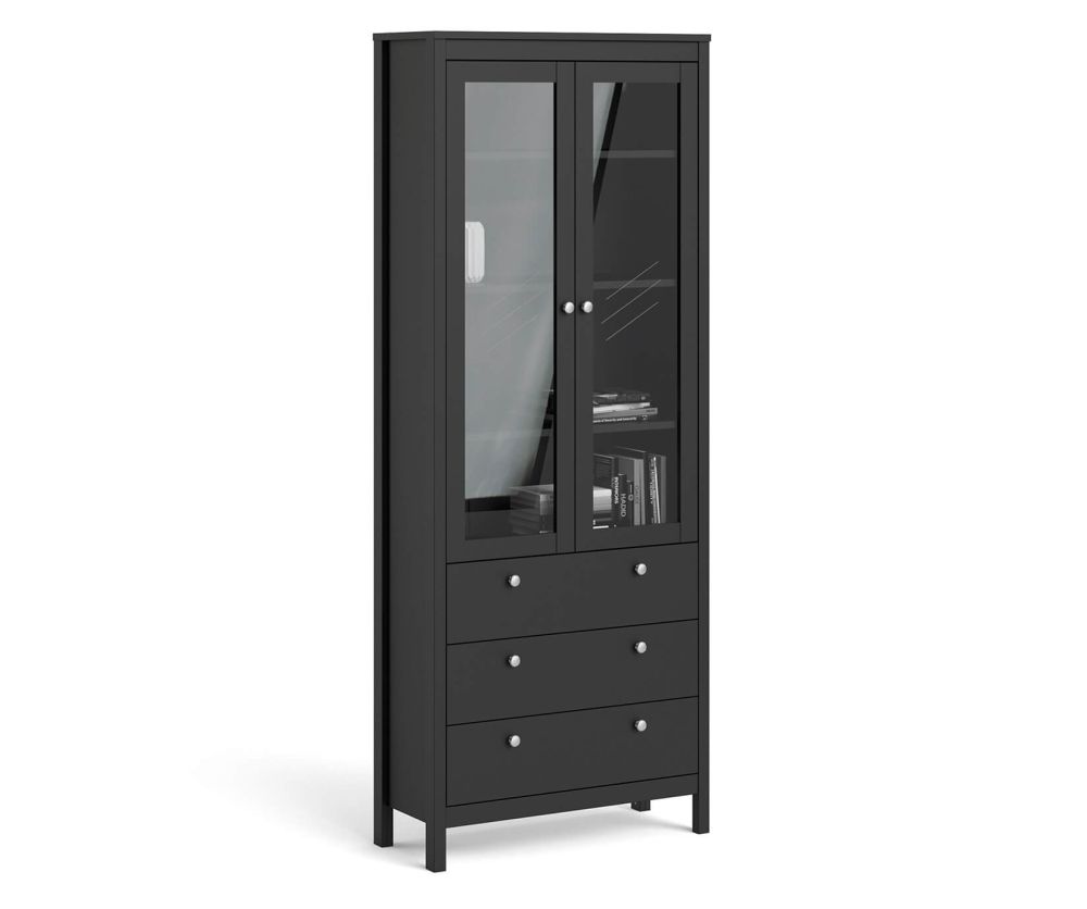 FTG Madrid Matt Black 2 Door 3 Drawer China Cabinet