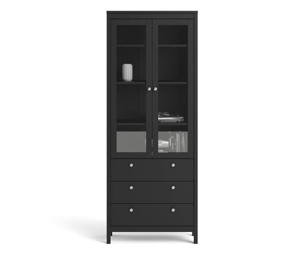 FTG Madrid Matt Black 2 Door 3 Drawer China Cabinet