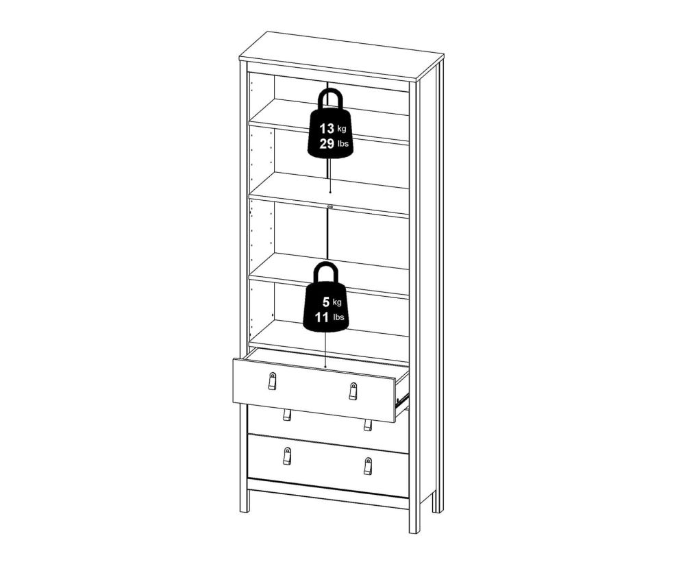 FTG Madrid Matt Black 2 Door 3 Drawer China Cabinet