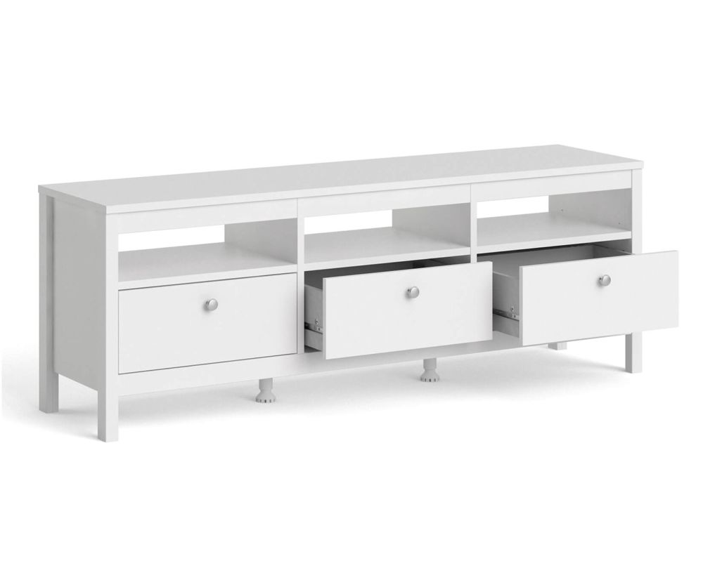 FTG Madrid White 3 Drawer TV Unit
