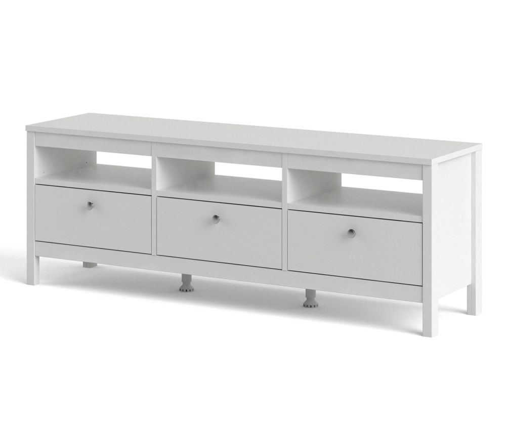 FTG Madrid White 3 Drawer TV Unit