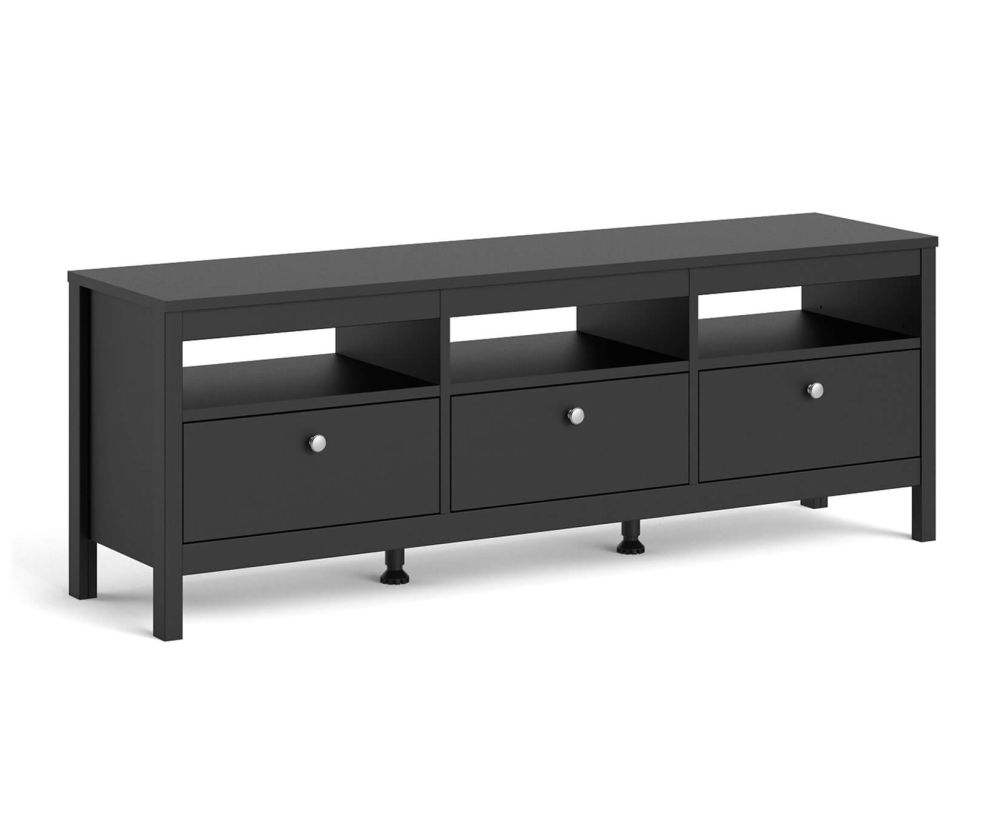 FTG Madrid Matt Black 3 Drawer TV Unit