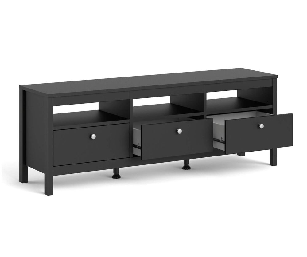 FTG Madrid Matt Black 3 Drawer TV Unit