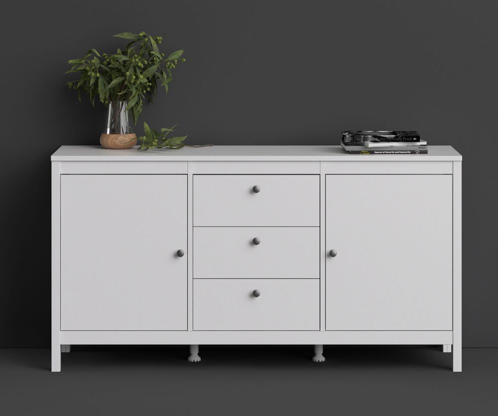 FTG Madrid White 2 Door 3 Drawer Sideboard