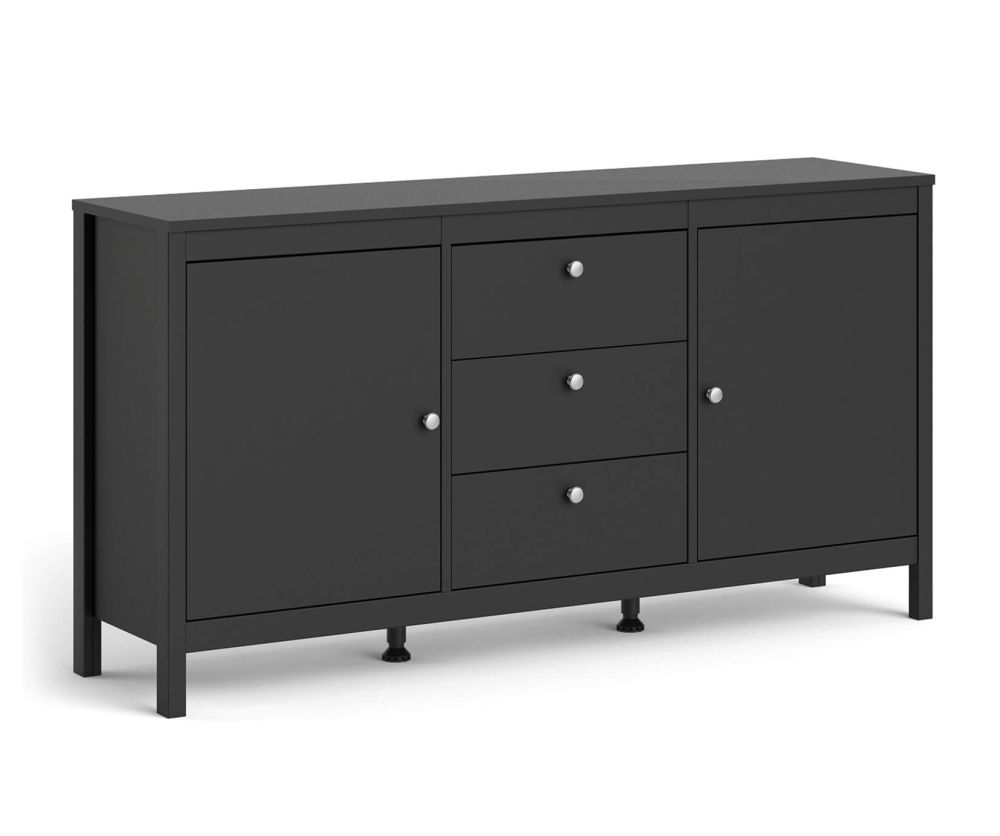 FTG Madrid Matt Black 2 Door 3 Drawer Sideboard