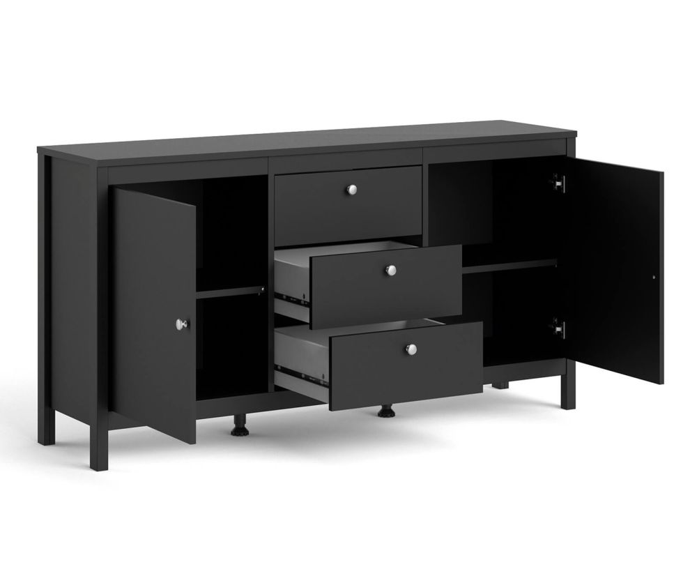 FTG Madrid Matt Black 2 Door 3 Drawer Sideboard