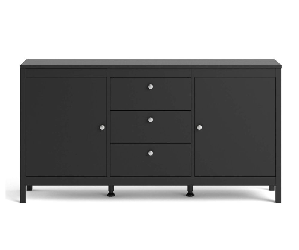 FTG Madrid Matt Black 2 Door 3 Drawer Sideboard