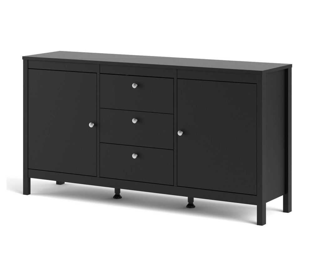 FTG Madrid Matt Black 2 Door 3 Drawer Sideboard