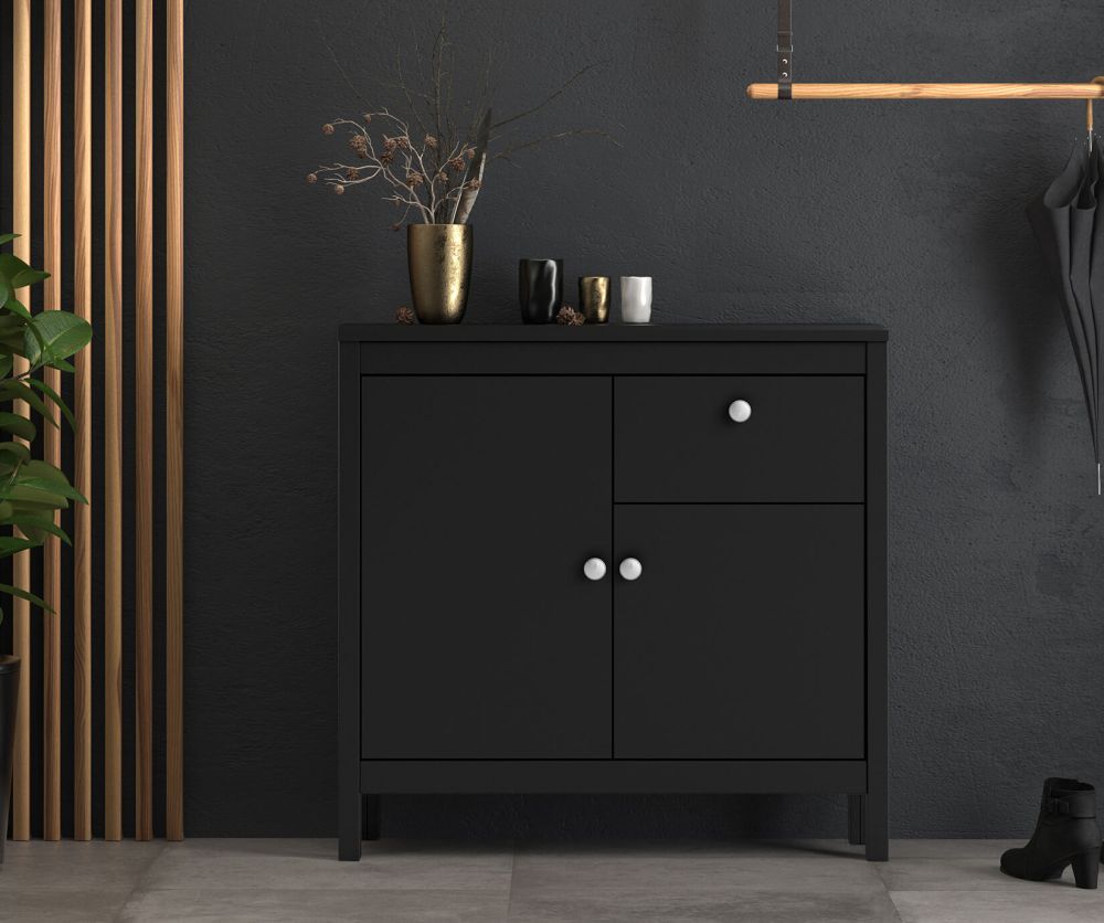 FTG Madrid Matt Black 2 Door 1 Drawer Sideboard