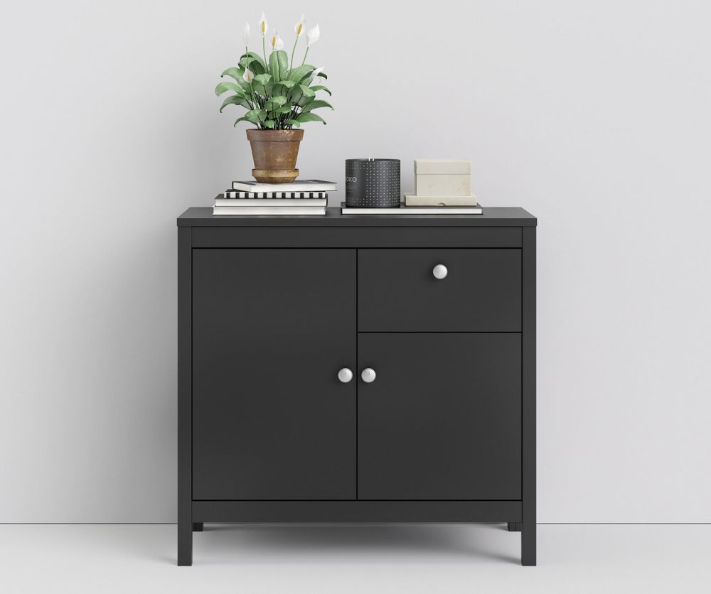 FTG Madrid Matt Black 2 Door 1 Drawer Sideboard