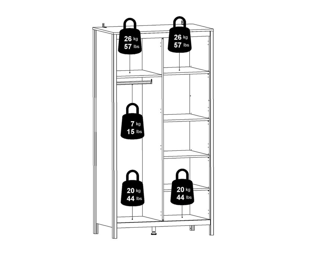 FTG Madrid White 2 Door Wardrobe