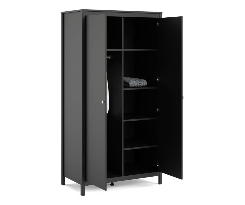 FTG Madrid Matt Black 2 Door Wardrobe
