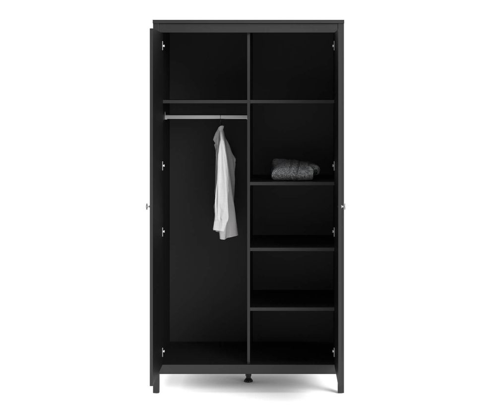 FTG Madrid Matt Black 2 Door Wardrobe