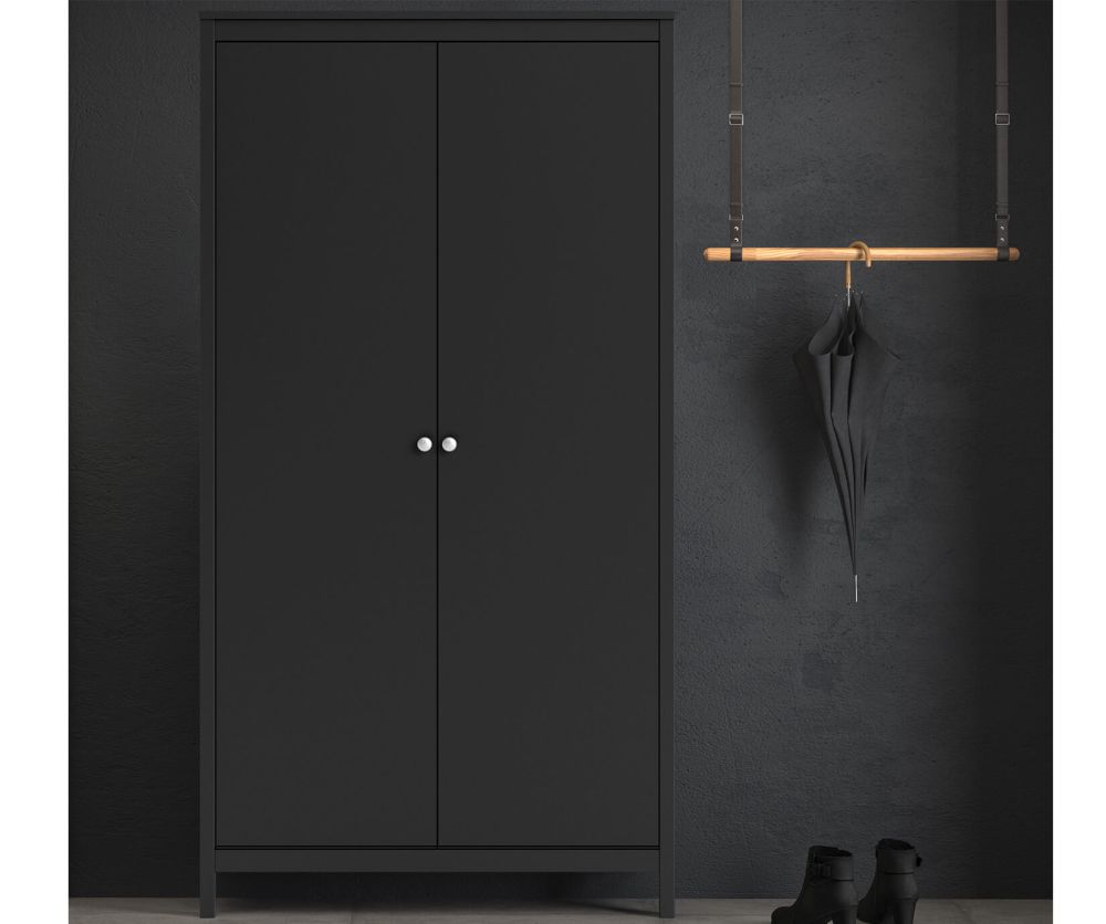 FTG Madrid Matt Black 2 Door Wardrobe