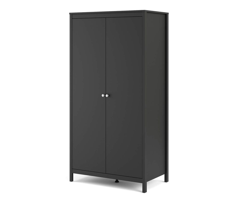 FTG Madrid Matt Black 2 Door Wardrobe